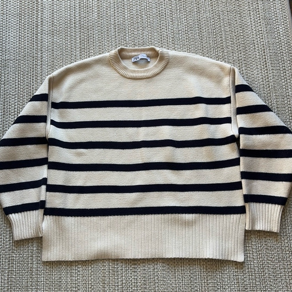 Zara Striped Navy/Cream Sweater